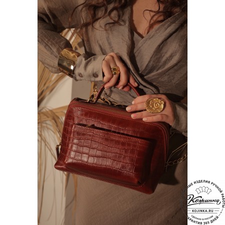 Женская кожаная сумка "Крис" (коричневый кроко)